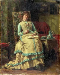Frau in einem Innenraum, ca. 1880